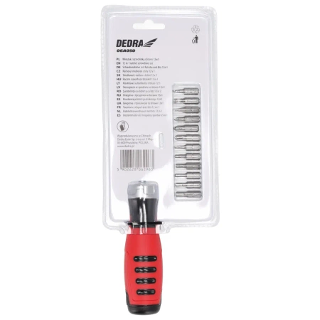 DEDRA 06A050 Отвертка с трещоткой 12in1, сталь CrV
