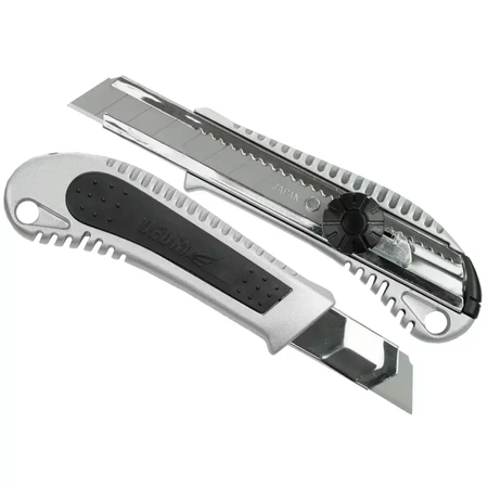 Нож за тапициране, тапецяк, откъсващ се нож DEDRA M9010 18 мм острие, метал+гума, сплав