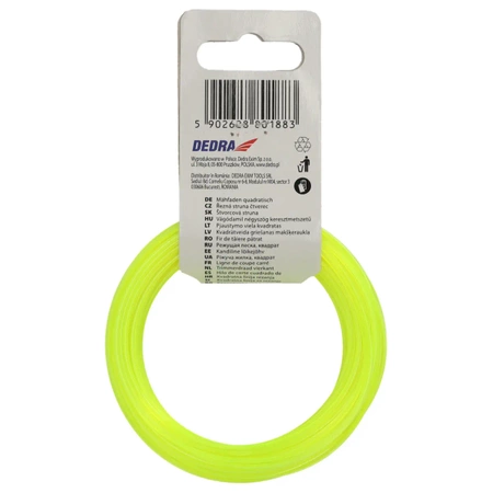 Żyłka nylonowa do podkaszarki i kosy GARDEN DEDRA 80Z16152, kwadratowa 1,6mm, długość 15m