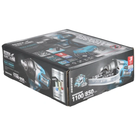 Cheie cu impact fără perii, cu acumulator, 850/1100Nm DEDRA SAS+ALL DED7166, prindere 1/2", 18V