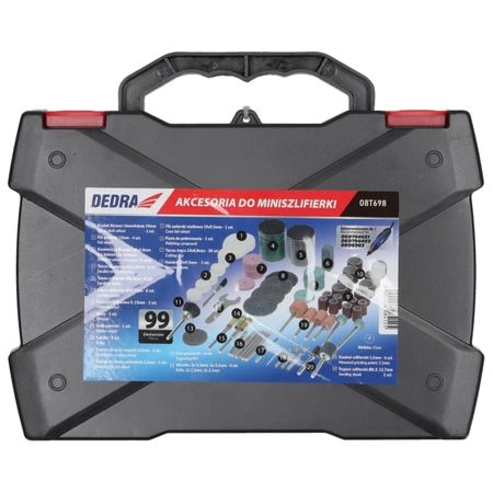 Pribor za mini brusilnik DEDRA 08T698, komplet 99 kosov