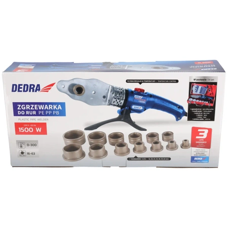 DEDRA DED7514 1500W plasttorude ja liitmike keevitusmasin, metallist korpus, vahemik 16-63mm, PE, PP, PB
