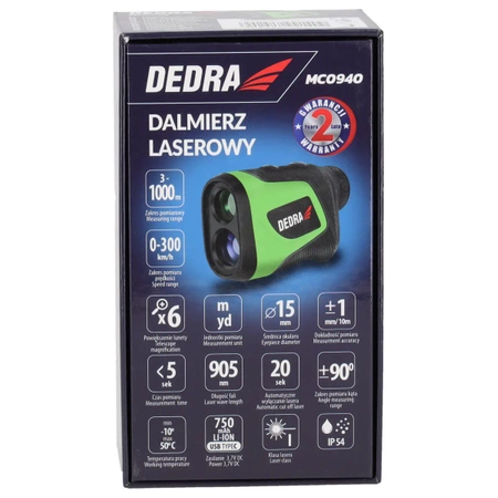 Dalmierz laserowy, monookular 1000m DEDRA MC0940