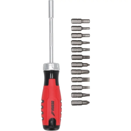 Screwdriver with ratchet and bits 12in1, CrV steel