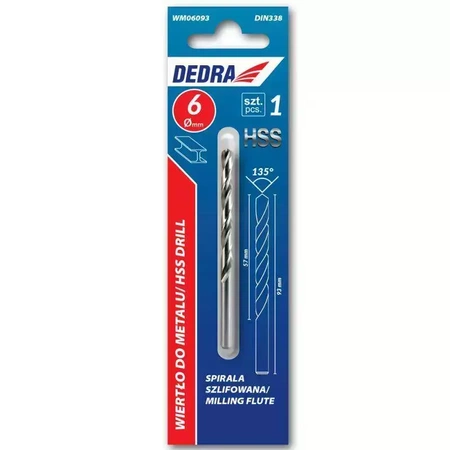 DEDRA metallpuurimispistoda WM03570 HSS, teras 4341, 135°, 3.5x70mm, 2tk