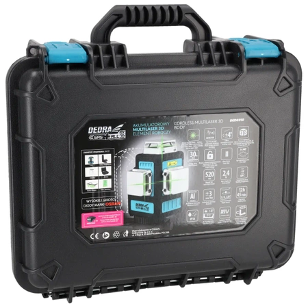 Multilaser 3D, poziomica laserowa 3D, DEDRA SAS+ALL DED6910 zielony laser, OSRAM