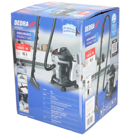 2-in-1 washing vacuum cleaner, wet and dry operation DEDRA DED6608, power 1400 W