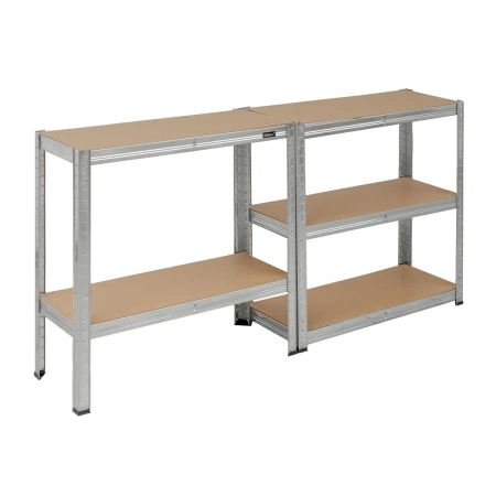 Metāla noliktavas plaukts DEDRA N1405, 5 MDF plaukti, izmēri 154x75x30 cm