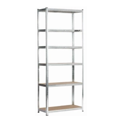 Metāla noliktavas plaukts DEDRA N1415, 6 MDF plaukti, izmēri 224x90x40 cm