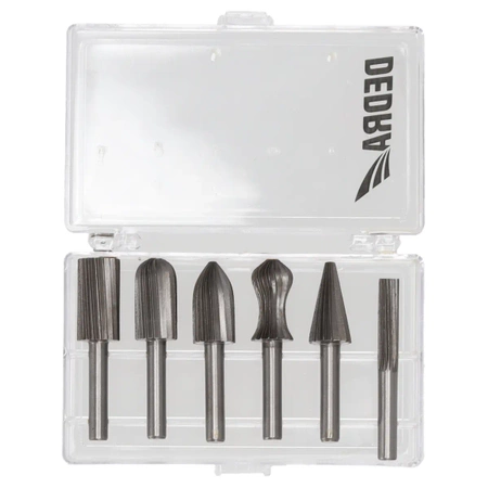 DEDRA 07F500 Set de 6 freze pentru metal, tijă de 6 mm, HSS