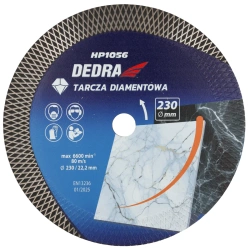 Disc diamantat cu segment tip romb, disc de tăiere DEDRA H1056, tăiere umedă, tăiere uscată, diametru 230 mm
