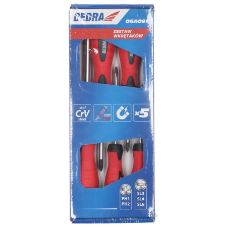 Zestaw wkrętaków DEDRA 06A091 5szt, stal CrV