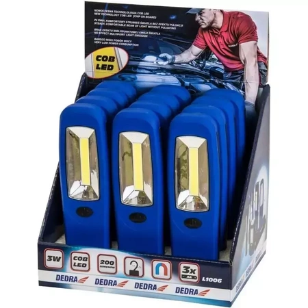 Latarka 3W COB LED, podłużna, z bateriami, magnes DEDRA L1006