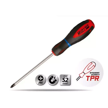 Крестовая отвертка, звездообразная, Hillen&Mohr Phillips screwdriver 17W013 PH1x100мм, сталь S2, рукоятка из двух материалов