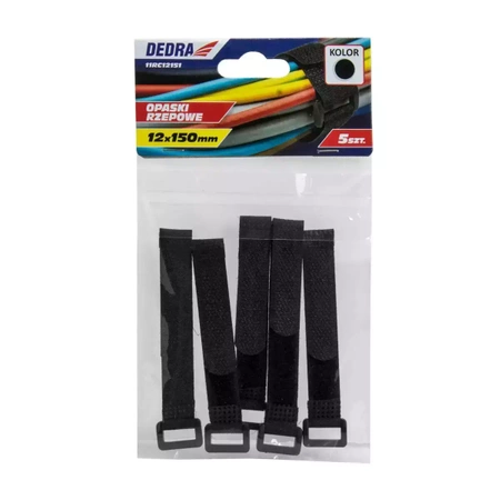 Velcro bands 12x150mm, black 10pcs set