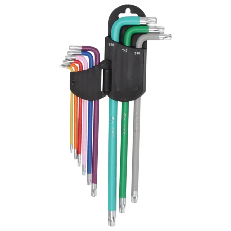 Klíče Torx extra dlouhé barevné T10-T50, sada 9 ks, S2
