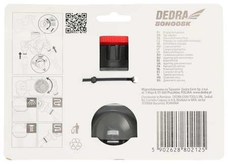 Uhlové dvojité pripojenie kohútika 1/2"-3/4", karta, GARDEN DEDRA 80N008K