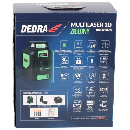 Multilaser 1D, laserviisor 1D DEDRA MC0905 roheline laser