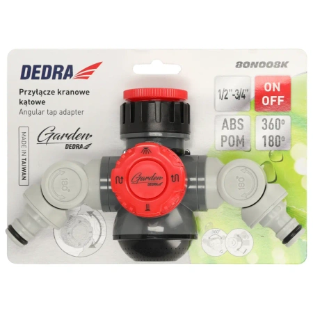 Angle Double Faucet Connection 1/2"-3/4", card, GARDEN DEDRA 80N008K