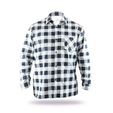 Flannel shirt navy-white, size S, 100% cotton