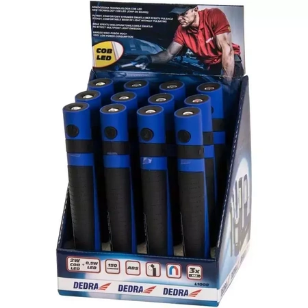 2W COB LED + 0,5W LED svjetiljka, produljiva, s baterijama