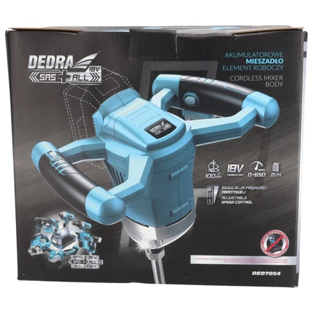 Akumuliatorinė elektrinė maišyklė, DED7054 DEDRA SAS+ALL 18V, 100 mm maišyklė, greičio reguliavimas, M14