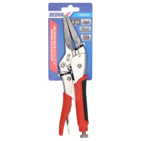 Predlžovacie krimpovacie kliešte 230 mm, DEDRA 1260P08 CRV, rukoväte z TPR
