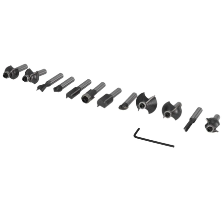 DEDRA 0780 Комплект от 12 фрези с твърдосплавни частици