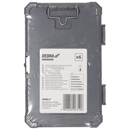 DEDRA 06B040 Комплект прецизни отвертки с изолация от 6 части
