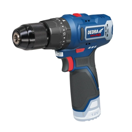 Akumuliatorinis gręžtuvas–suktuvas 12V DEDRA MAUS DED7330 32Nm, du greičiai 0-400/0-1300 aps./min, 10mm griebtuvas