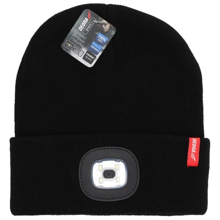 Winter hat with a flashlight DEDRA BH60C5, black color, universal size