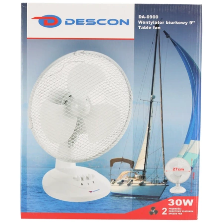 Настольный вентилятор DESCON DA-0900 30Вт, 9", белый