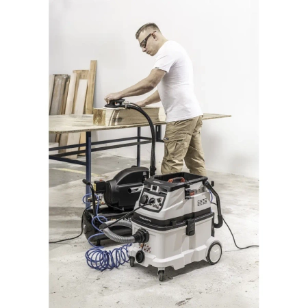 Aspirator de construcții cu funcție de curățare automată a filtrului și posibilitatea de a conecta un compresor și dispozitive pneumatice, filtru de clasă M, DEDRA DED6609P