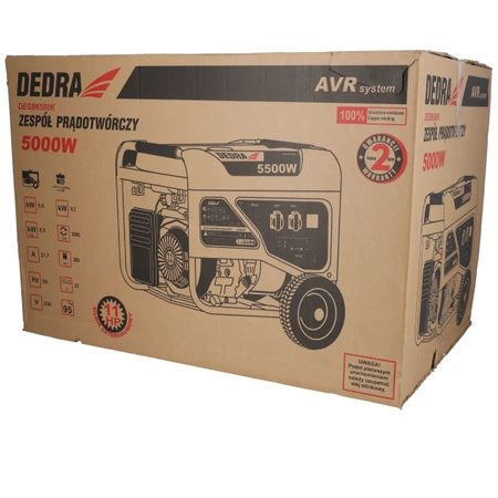 Generatorski sklop, generator DEDRA DEGB6500K moč max. 5,5kW, moč 5kW, bakreno navitje motorja