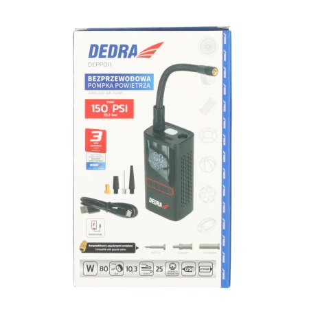 Belaidė oro pompa 2x2000mAh DEPP011, power bank, įvairūs vožtuvai