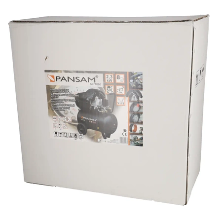 Sprężarka, kompresor 50L PANSAM A077060 olejowy dwutłokowy w układzie V 2300W 8 bar