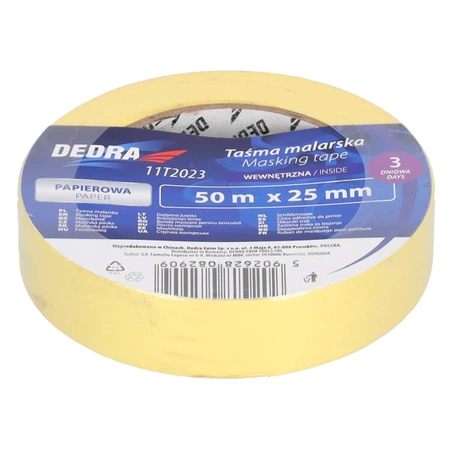 Внутренняя малярная лента 19 мм х 50м, 3-дневная, DEDRA 11T2021