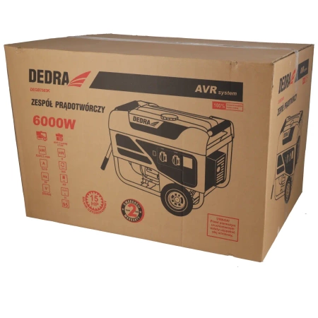 Generaatorikomplekt DEDRA DEGB7503K võimsus max. 6,5kW, 6000W, vaskmootori mähis, 1x400V, 1x230V