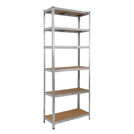 Metal storage rack DEDRA N1415, 6 MDF shelves, dimensions 224x90x40 cm