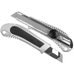 Nóż tapicerski, tapeciak, nóż łamany DEDRA M9010 18mm ostrze odłamywane, metalowy+guma, stop