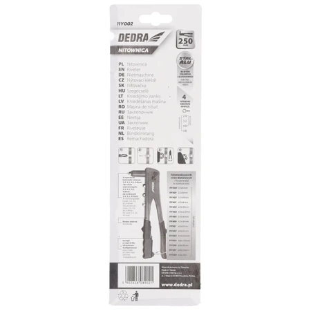 Hand riveter for steel and aluminum rivets, 250mm length