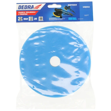 Labai minkštas poliravimo kempinė su Velcro (pilka) DEDRA 08T822, skersmuo 150 mm, storis 25 mm