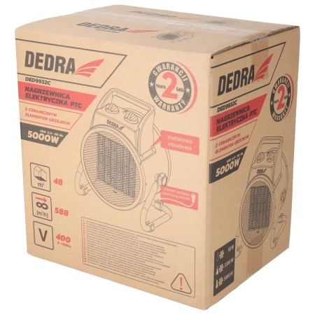 DEDRA DED9932B Електрически нагревател PTC 5,0kW, 400V, кръгъл, черен DEDRA DED9932C Керамичен нагревателен елемент