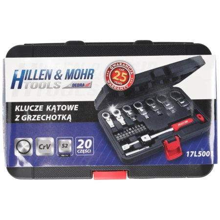 Ъглошлайфи с тресчотка, DEDRA 17L5001, 6-19mm, CrV, 20pcs, сменяеми глави