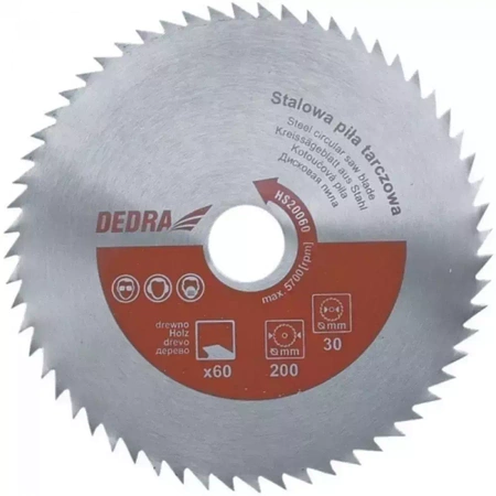 DEDRA HS25060 60 зъба, 250x30mm Циркулярен диск за дърво, стомана