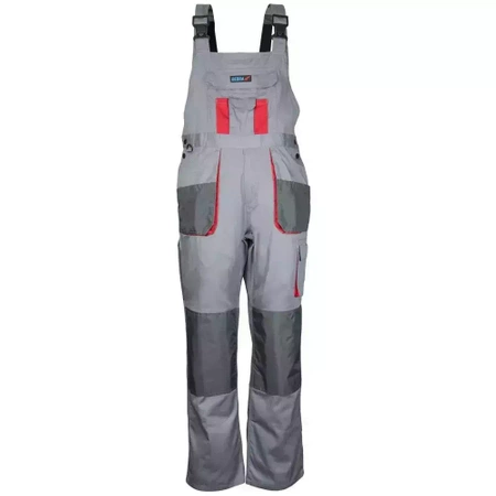 Safety bibpants size M/50, grey, weight 190g/m2, 20% polyester 80% cotton