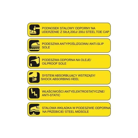 Safety shoes P1A, leather, size: 45, cat.S1P SRC