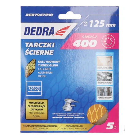 Brusni diskovi protiv začepljenja 125 mm, #400, čičak, set od 5 komada, DED7947R10