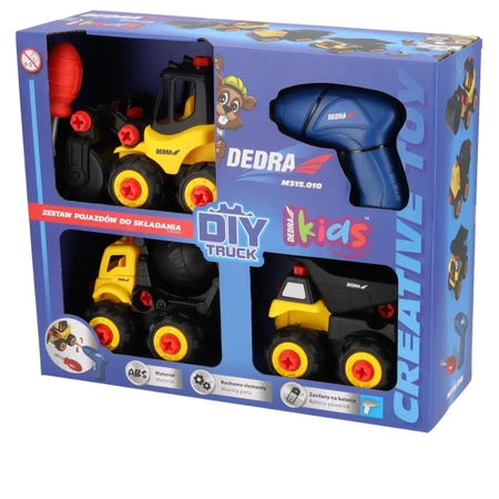 Toy set - three vehicles with screwdriver DEDRA M315.010