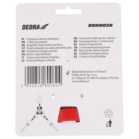 Dubultā krāna savienotājs 3/4" - 1", dārza karte DEDRA 80N002K